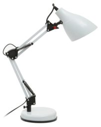 Premier Housewares LED Desk Lamps White Desk Lamp Adjustable White Finish Metal and Synthetic Lamp LED Desk Lamp, Measuring 18 x 47 x 16 cm