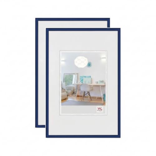walther design Picture Frame Blue 40 x 50 cm Twin Pack, New Lifestyle Plastic Frame KV050LD