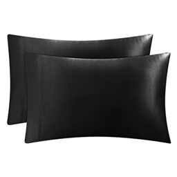 Juicy Couture Satin Pillowcase for Hair and Skin, Black Standard Size Pillowcase Set of 2 - Silky Satin Cooling Pillow Covers with Envelope Closure