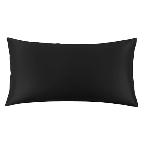 "THXSILK Set of 2 100% Mulberry Silk Pillowcase for Hair and Skin Health, 22 Momme Soft and Smooth Pillowcases with Hidden Zipper, Both Sides Premium Pure Silk, California King 20""x40"", Black"