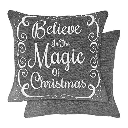 Emma Barclay Chenille Christmas - Cushion Cover 'Believe in Magic' - 17x17 (43x43cm)