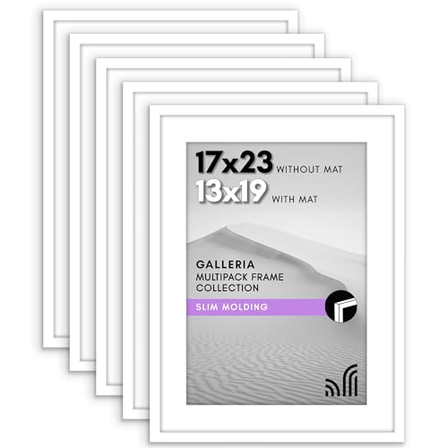 Americanflat 17x23 Picture Frame Set of 5 - White - Polished Plexiglass - Horizontal/Vertical Orientation - Modern Style - Great Gift for All Occasions