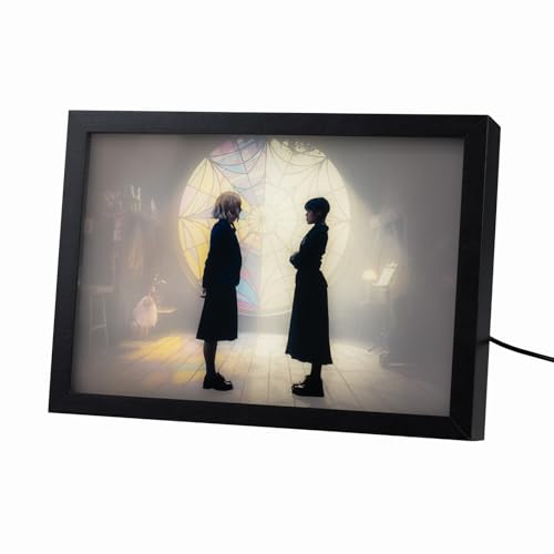 Grupo Erik Mood Light Framed Prints - Wednesday Addams Gifts - 7.9 x 11 x 2 inches - 20 × 28 × 5 cm, LED Framed Art Prints, LED Desk Lamp - Wednesday Gifts