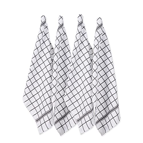 DII 100% Cotton, Machine Washable, Ultra Absorbant, Basic Everyday 16 x 26 Terry Kitchen Dish towel, Set of 4- Gray Window Pane