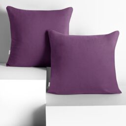DecoKing Set of 2 Pillowcases 40 x 40 cm, Jersey Knit, 100% Combed Cotton, zip closure, color Plum, Amber
