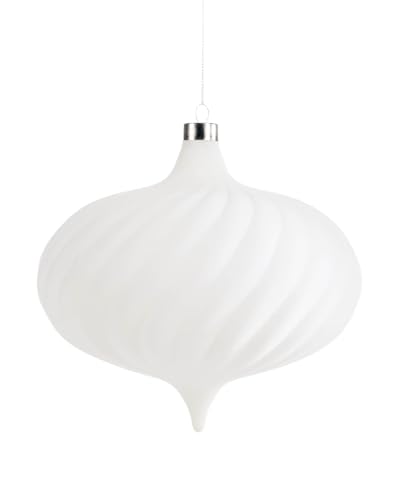 White Spiral Velvet Christmas Bauble 20 cm, Extra Large Tree Ornament
