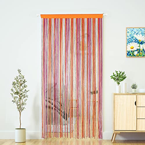 "Boho String Door Curtain for Doorway, Rainbow, 39""W ?? 110""L, 1 Panel - Hippie Hanging Fringe, Room Divider, For Patio Bedroom Closet Kitchen Laundry, Window Wall Door Decor"