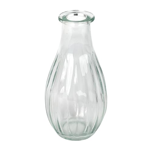 Talking Tables Clear Glass Bud Vase for flowers, stylish single stem elegant wedding table centrepiece decorations window sill decor, garden parties, summer dining, mantle styling, and gifting 14cm