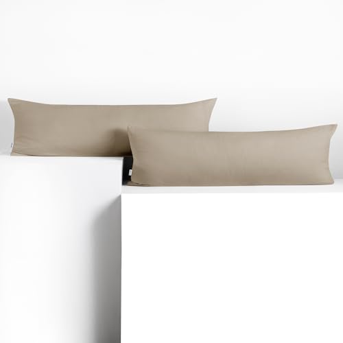 DecoKing 2 cushion covers 40 x 145 cm jersey cotton zip cappuccino amber
