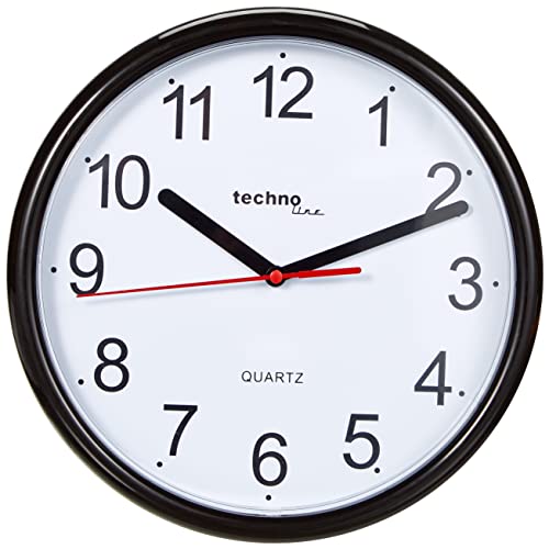 techno line WT 600 Wall Clock, Plastic, Black