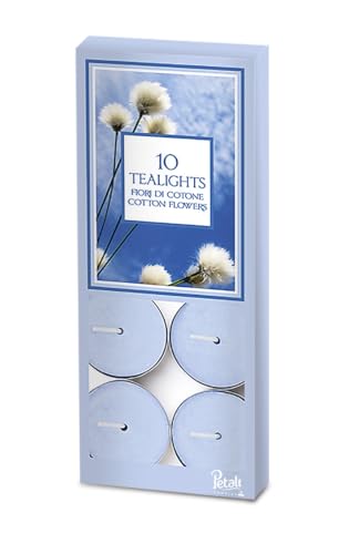 Price's Candles Cotton Flowers Scented Tea Lights 10 Pack Fresh Clean Cotton Fragrance Wax Tealights Home Decor Relaxing Ambient Candle Set Soft Floral Aroma