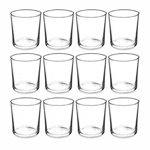 PMLAND Clear Glass Votive Candle Tealight Holders - Bulk Pack of 12
