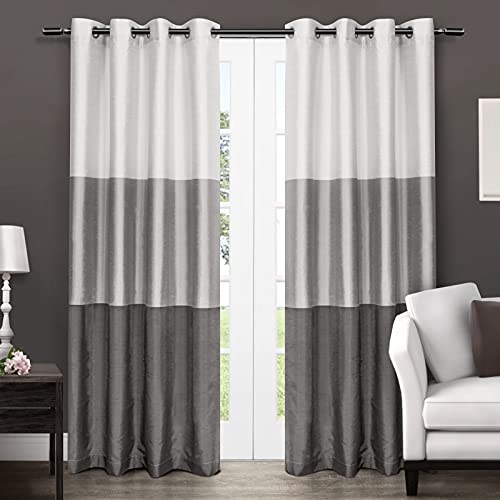 Exclusive Home Curtains Chateau Grommet Top Panel Pair, Black Pearl, 54x108, 2 Piece