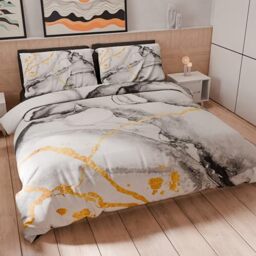 PETTI Artigiani Italiani - Single Duvet Cover 160 x 200 cm, Microfibre Duvet Cover with Digital Print + 1 Pillowcase 50 x 80 cm - Made in Italy - Marble Grigioc