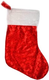 SHATCHI Large Traditional Father Christmas Deluxe Santa Stocking Velvet Fluffy Plush Sack for Kids Gift Bags Xmas Holiday Hanging Decorations 20X48CM, Red/White, 12pcs