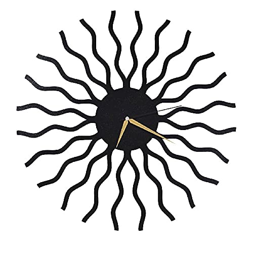 Homemania Geometric Wall Clock, Metal, Black, 50 x 0.3 x 50 cm, 50 x 0.15 x 50