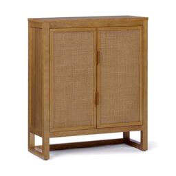 Teamson Home Hatteras 71 cm Wide Wood Accent Cabinet with 2 Rattan Inset Doors, Adjustable Shelves and Compact Storage for Living Or Hallway Spaces, Natural