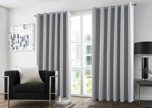 GC GAVENO CAVAILIA Thermal Blackout Curtains 66x72 Inch Drop - Insulated Curtains Eyelet Drapes for Bedroom & Living Room - Ring Top Noise-Reducing, Sun-Blocking 2 Panels Linen Curtains, Grey
