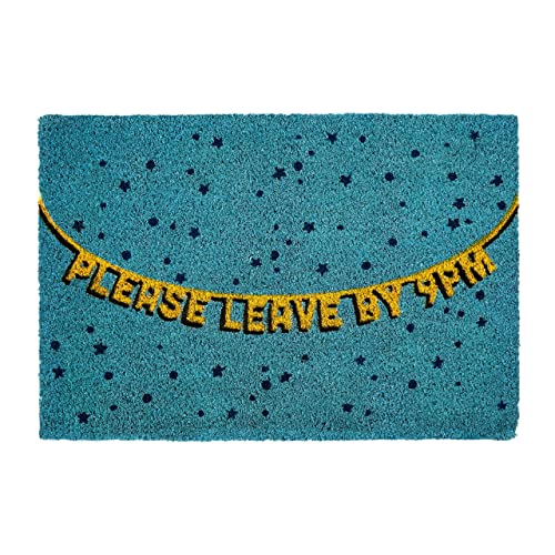 Premier Housewares Please Leave By 9 Pm Design Door Mat Blue Non Slip Floor Mat Indoor And Outdoor Welcome Mat