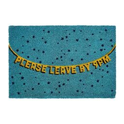 Premier Housewares Please Leave By 9 Pm Design Door Mat Blue Non Slip Floor Mat Indoor And Outdoor Welcome Mat
