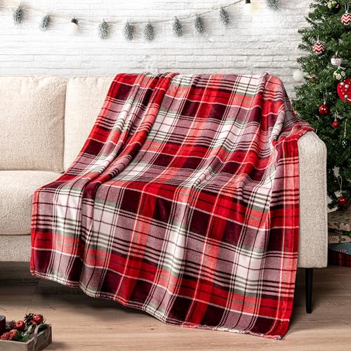 PAVILIA Christmas Throw Blanket - Holiday Christmas Red Fleece Blanket - Soft, Plush, Warm Winter Cabin Throw, 60x80 (Red Green Plaid)
