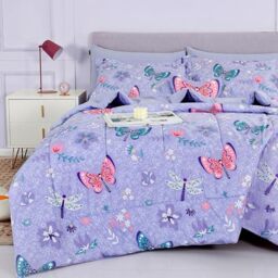 Mooreeke Kids Twin Comforter Sets for Girls 6 Pieces Butterfly Purple Bedding Set for Teens Soft Microfiber Kids Bed in A Bag with Comforter, Sheet Set, Shams and Decorative Toy Pillow All Season