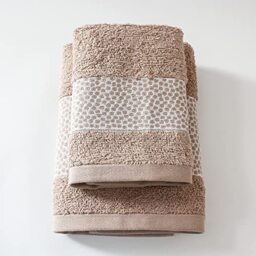 Jenny Sesal Miriam Set 1+1 Jacquard Towels with Frill, Set of Two Bath Towels Face and Guest Size: Face: 50 x 100 cm, Guest 38 x 58 cm, Soft to the Touch (Powder)