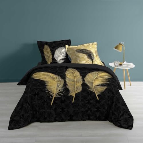 Douceur d'Intérieur Duvet Set, Cotton, Black, 240 x 220 CM