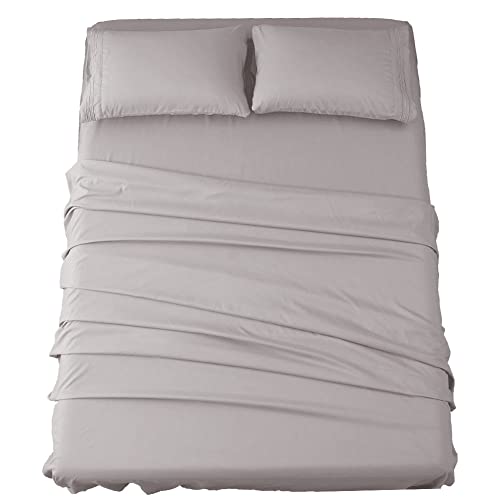 SONORO KATE Bed Sheet Set Super Soft Microfiber 1800 Thread Count Luxury Egyptian Sheets 18-Inch Deep Pocket Wrinkle-4 Piece(King Grey)