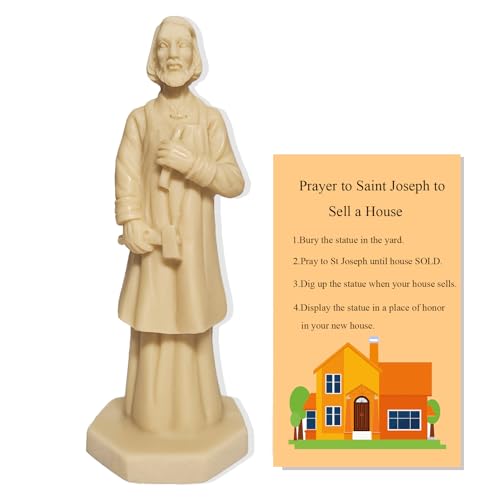 "Xyphlorvita Saint Joseph Statue Joseph Figurine Resin for Selling House Protecting Home with Instruction Prayer Complete Set Solid,4.7"""