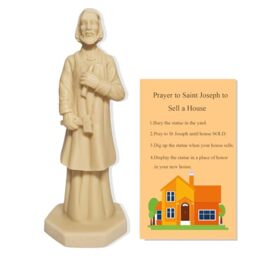 "Xyphlorvita Saint Joseph Statue Joseph Figurine Resin for Selling House Protecting Home with Instruction Prayer Complete Set Solid,4.7"""
