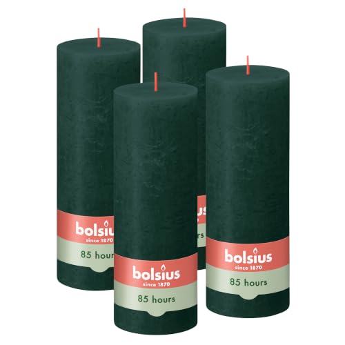 Bolsius - Rustic Candle - Green - 7.5 in - Pack of 4 - Decorative Candles - Palm Oil Free - with Natural Plant Wax