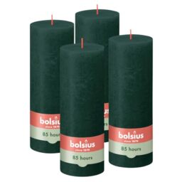 Bolsius - Rustic Candle - Green - 7.5 in - Pack of 4 - Decorative Candles - Palm Oil Free - with Natural Plant Wax