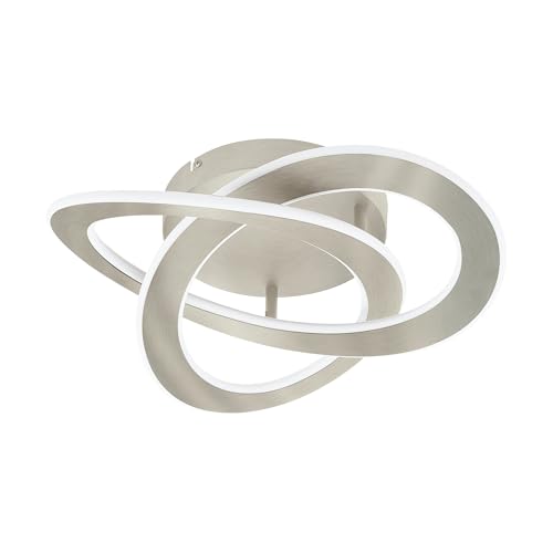 Eglo LED Ceiling spot Rolimare, Ceiling Light Fitting with Swirl Ribbons, Living Room lamp Made of Aluminium in Brushed Nickel and White Plastic, Neutral White