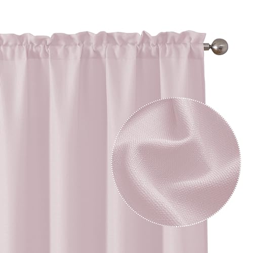 "Chyhomenyc Bennet Blush Pink Curtains 84 Inches Long 2 Panels, Faux Linen Textured Semi Sheer Light Filtering Soft Airy Privacy Farmhouse Curtain Drapes for Living Room Bedroom, 40"" Wx84 L"
