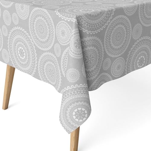 ECOMMERC3 - Stain Resistant Tablecloth for Rectangular Table Size 260 x 140 cm - Stain Resistant Extra Soft and Waterproof Tablecloth Grey