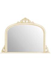 "Mirror Ornate overmantle Ivory Mantle Crackle Design Wall 50"" x 36"", Wood, 91x127,882127170-3"