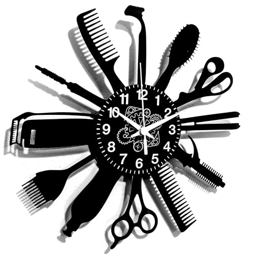 Instant Karma Clocks - Barber Shop Wall Clock Grooming Tools Design – Silent No-Ticking - Perfect for Office, Studio Salon – Unique Decoration