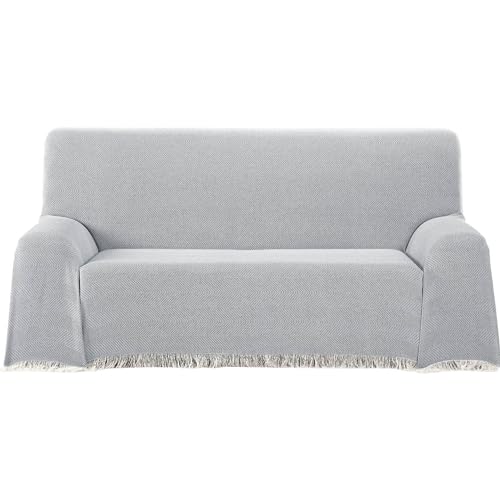 ECOMMERC3 - Multipurpose Bedspread Size 300 x 260 cm for Sofa or Bed ??? Multi-purpose Foulard Extra Soft Touch Grey