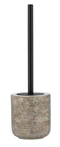 WENKO Fedio Toilet Brush Holder Ceramic with Distinctive Relief Look in Gold, Hand-Painted Hygienic Toilet Brush, Diameter 11.5 x 39.5 cm