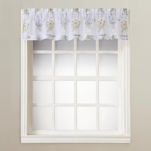 "No. 918 Eve's Garden Semi-Sheer Rod Pocket Kitchen Curtain Valance, 54"" x 14"", White"