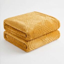 Superior Fleece Diamond Fluffy Blanket, Decorative Blankets for Bedroom, Sofa, Fuzzy, Plush, Soft, Cute Room Decor, Beautiful Cover, Comfort Essentials, Alaska Collection, Throw, Gold