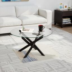 Seconique Sheldon Round Coffee Table In Clear Glass/Black