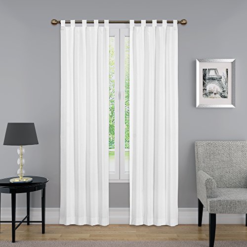 Pairs to Go Montana Modern Decorative Window Curtains with Tab Top for Bedroom or Living Room (2 Panels), Cotton, White, 30 in x 95 in
