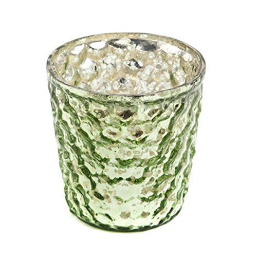 Insideretail Christmas Tea Light Holders: Mercury Glass Tea Light Holders, Green, 7 x 7 x 7 cm