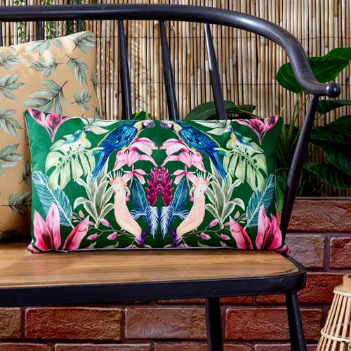 Wylder Tropics Kali Birds Exotic Cushion Cover, Dark Green