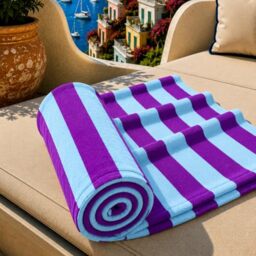 PETTI Artigiani Italiani - Microfibre Beach Towel, Beach or Pool Towel, Beach Towel, Large 90 x 180 cm, Light Blue Stripes