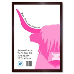 A3 Brown Wooden Picture Frame 11.7 x 16.5 Inch (29.7 x 42cm) Acrylic Safety 'Glass' Photo Frame