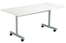Office Hippo Office Table, Sturdy & Stylish Tilting Table Desk, Work Table For Home Office, Versatile Computer Table For Meeting Room or Boardroom, 5 Year Guarantee - White/Silver
