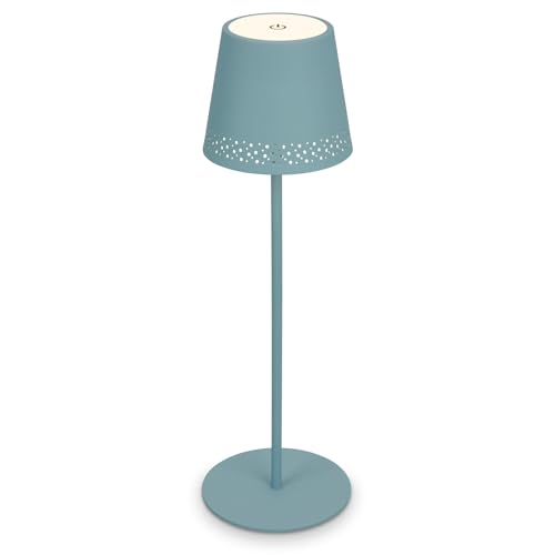 BRILONER - LED Battery Table Lamp 2 in 1 Assembly, Stepless Dimmable, Touch, Mobile Light, LED Table Lamp Outdoor, LED Table Lamp Cordless, Dove Blue